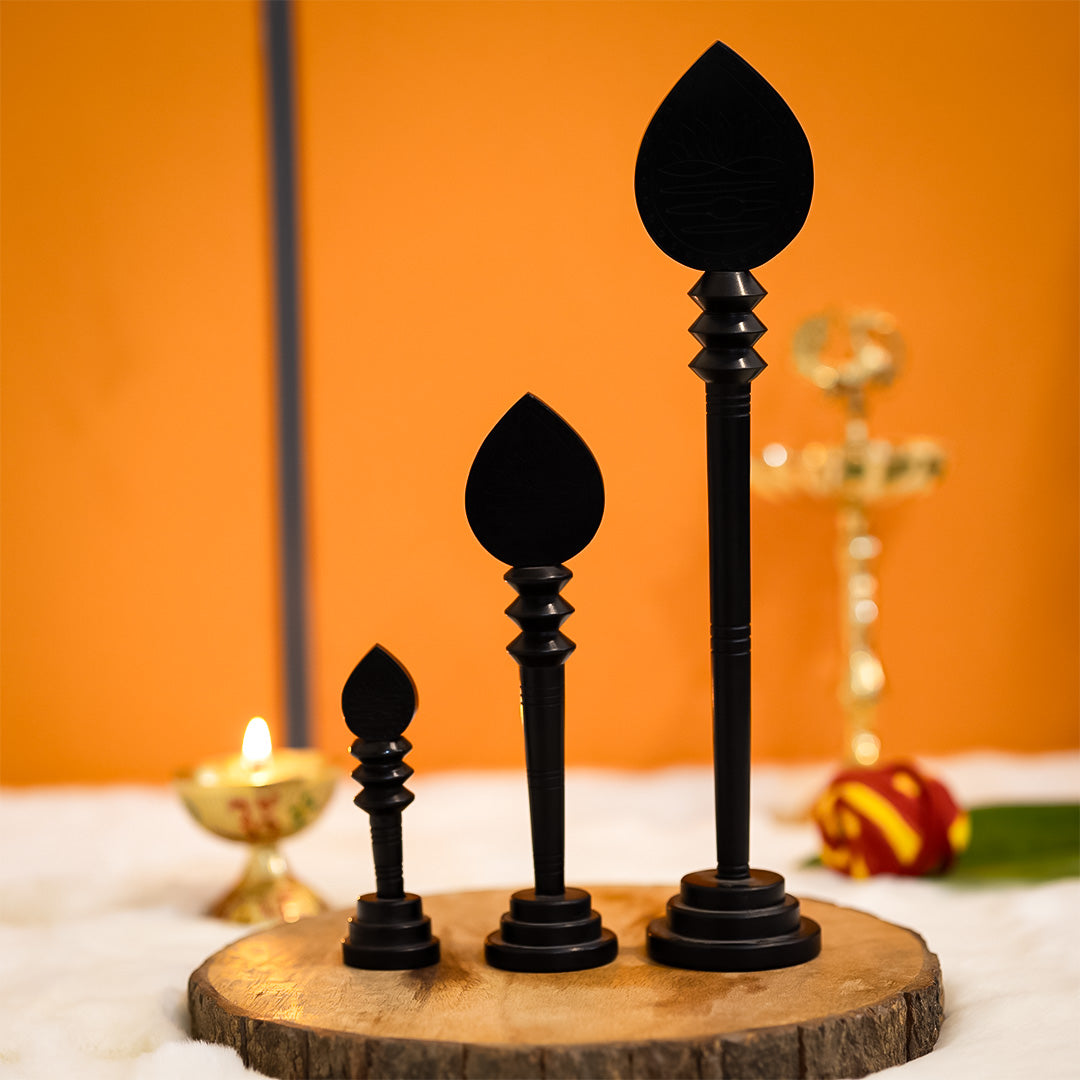 Divine Crystals Karungali Vel with Base/ Karungali Murugan Astra | Ebony wood