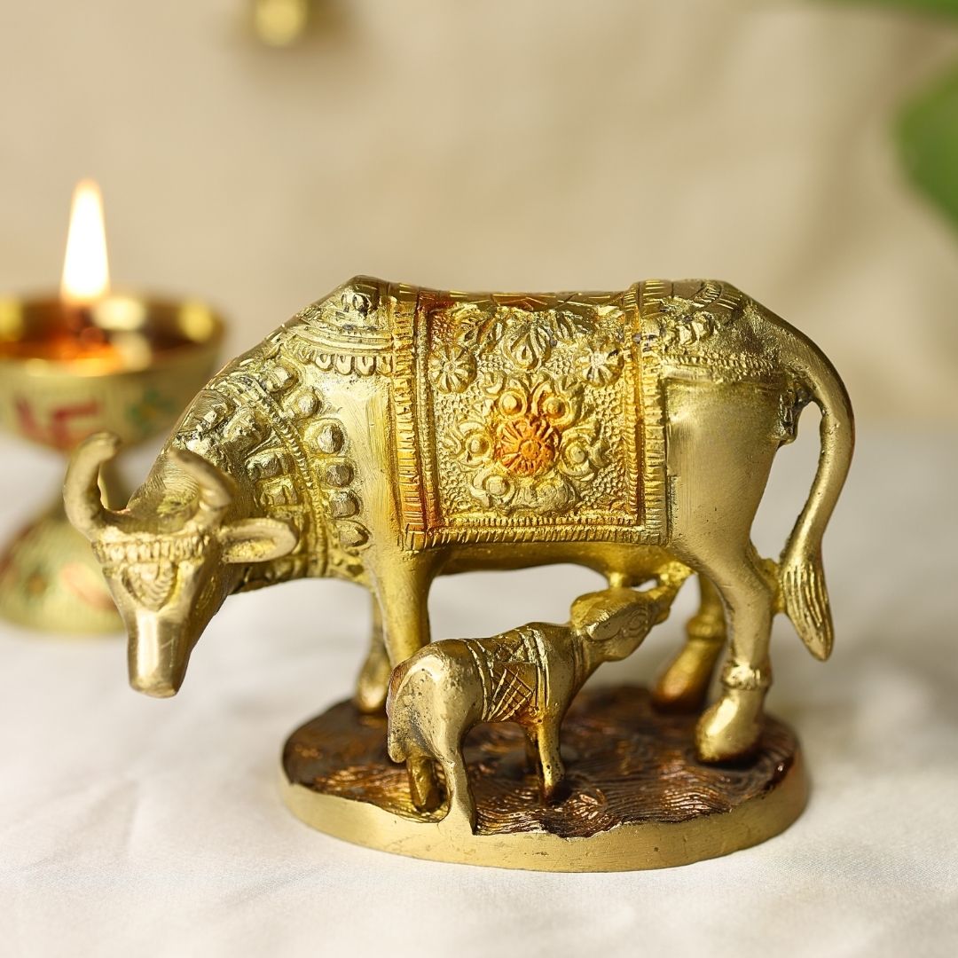 Lord Krishna Kamdhenu cow with calf