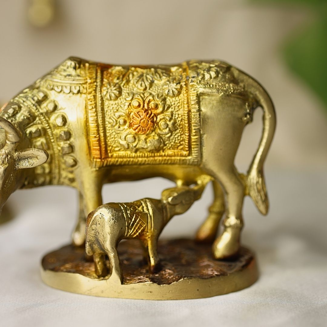 Lord Krishna Kamdhenu cow with calf