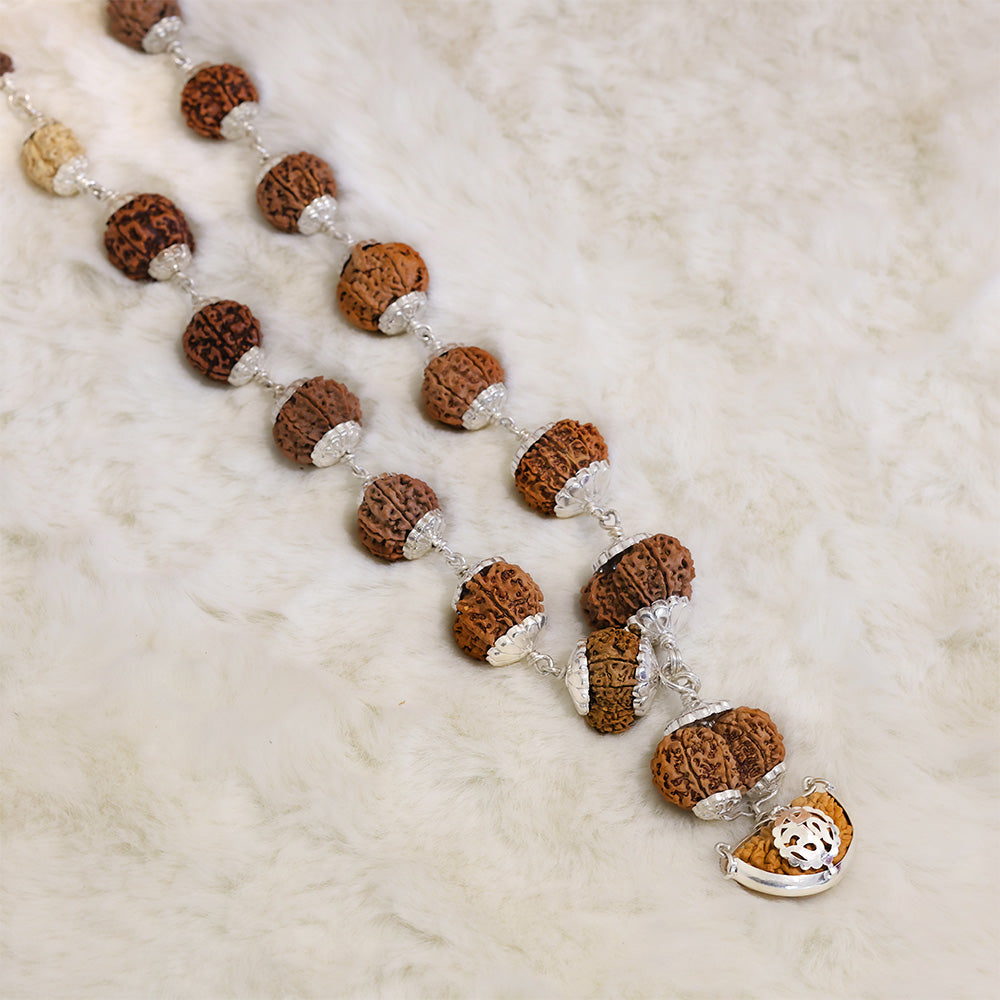 1–14 Mukhi Rudraksha Mala with Ganesh and Gaurishankar