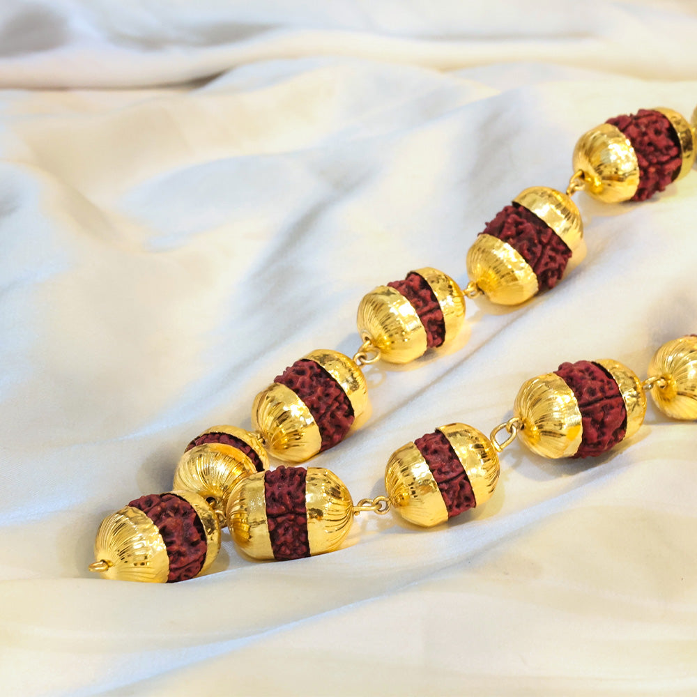 Rudraksha Mala with Golden Cap Necklace