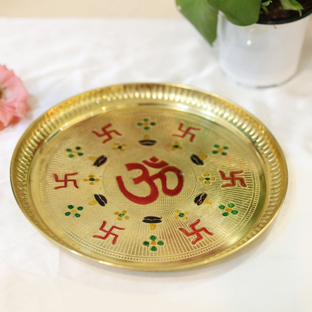 Antique Gold Premium Brass Pooja Thaal (Set of 5)