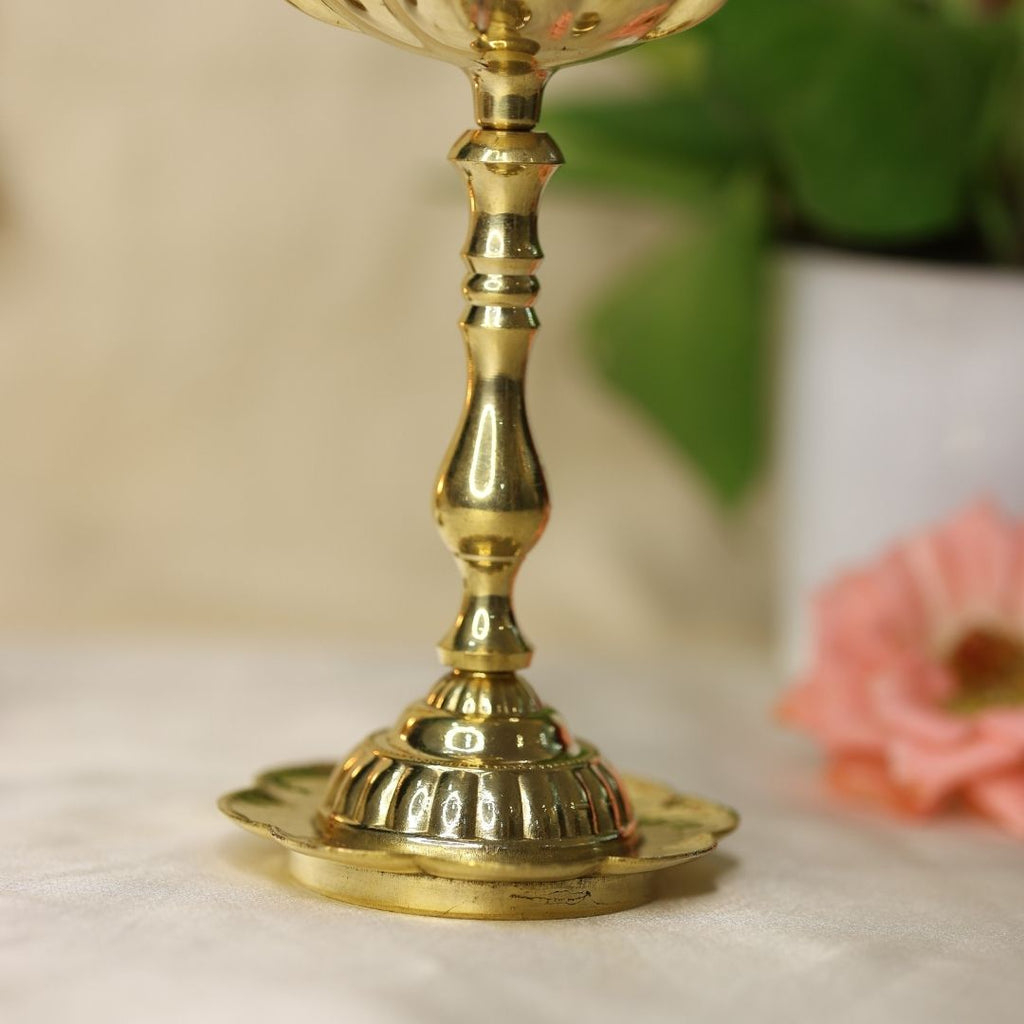 Seven Wicks Peacock Oil Brass Lamp