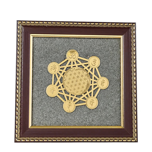 7 Chakra Raw Pyrite Frame for Energy Balance & Wealth Flow