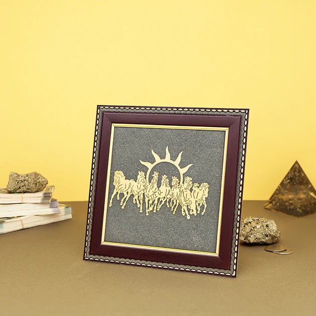 7 Horses Raw Pyrite Frame in Gold Finish