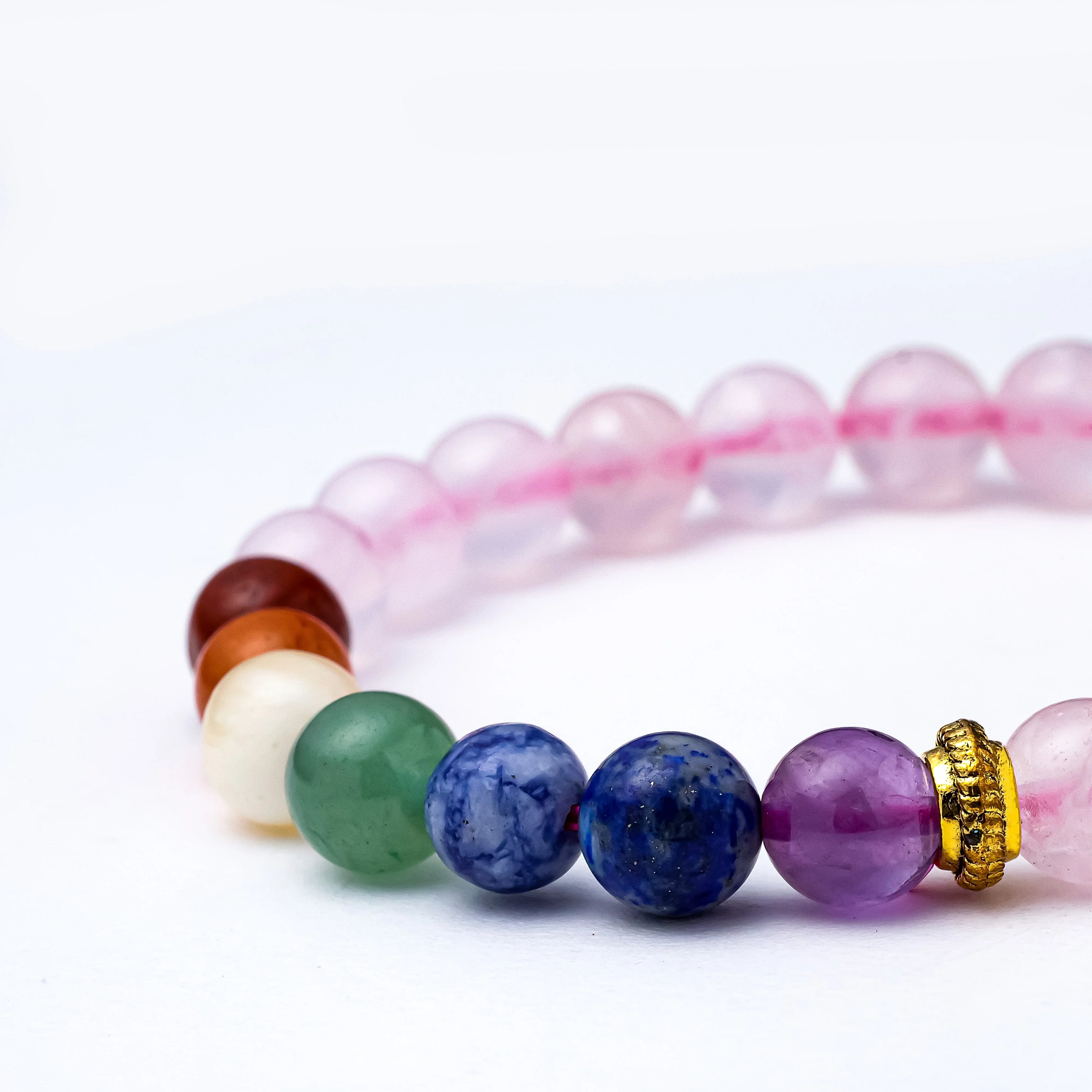 Rose Quartz 7 Chakra Bracelet