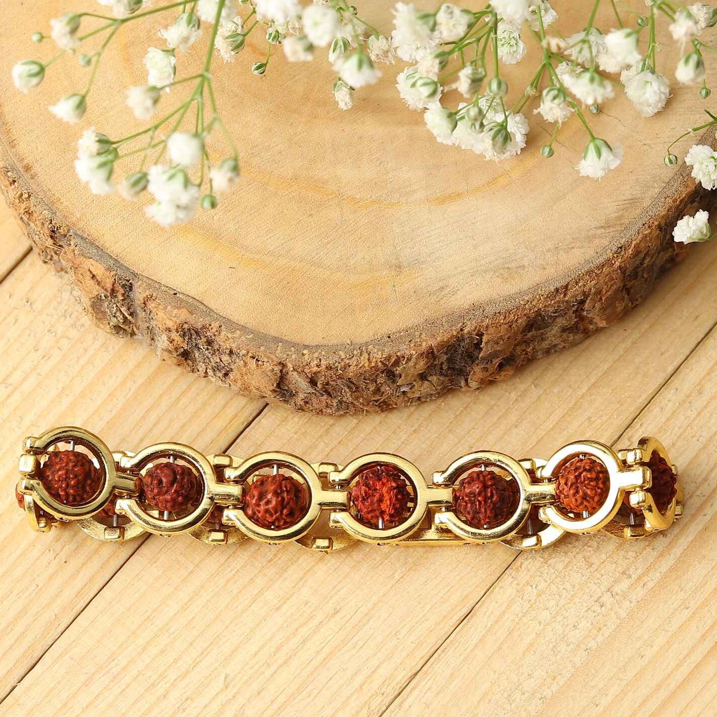 Authentic Gold Plated Rudraksha Bracelet for Spiritual Healing