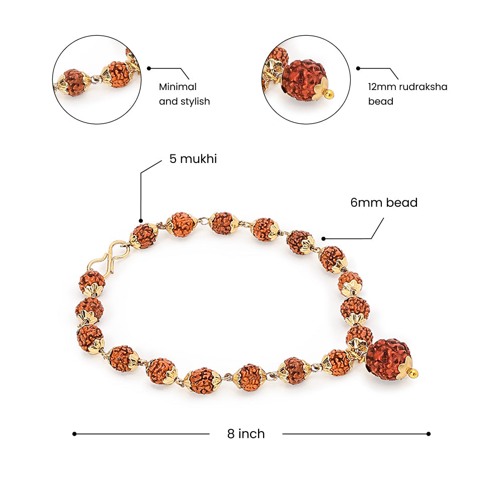 Golden Cap 5-Mukhi Rudraksha – Lab Certified