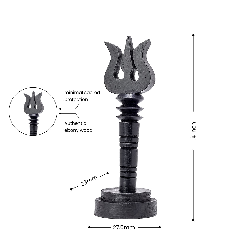 Karungali Shiva Trishool with Base - Crafted from Natural Ebony Wood