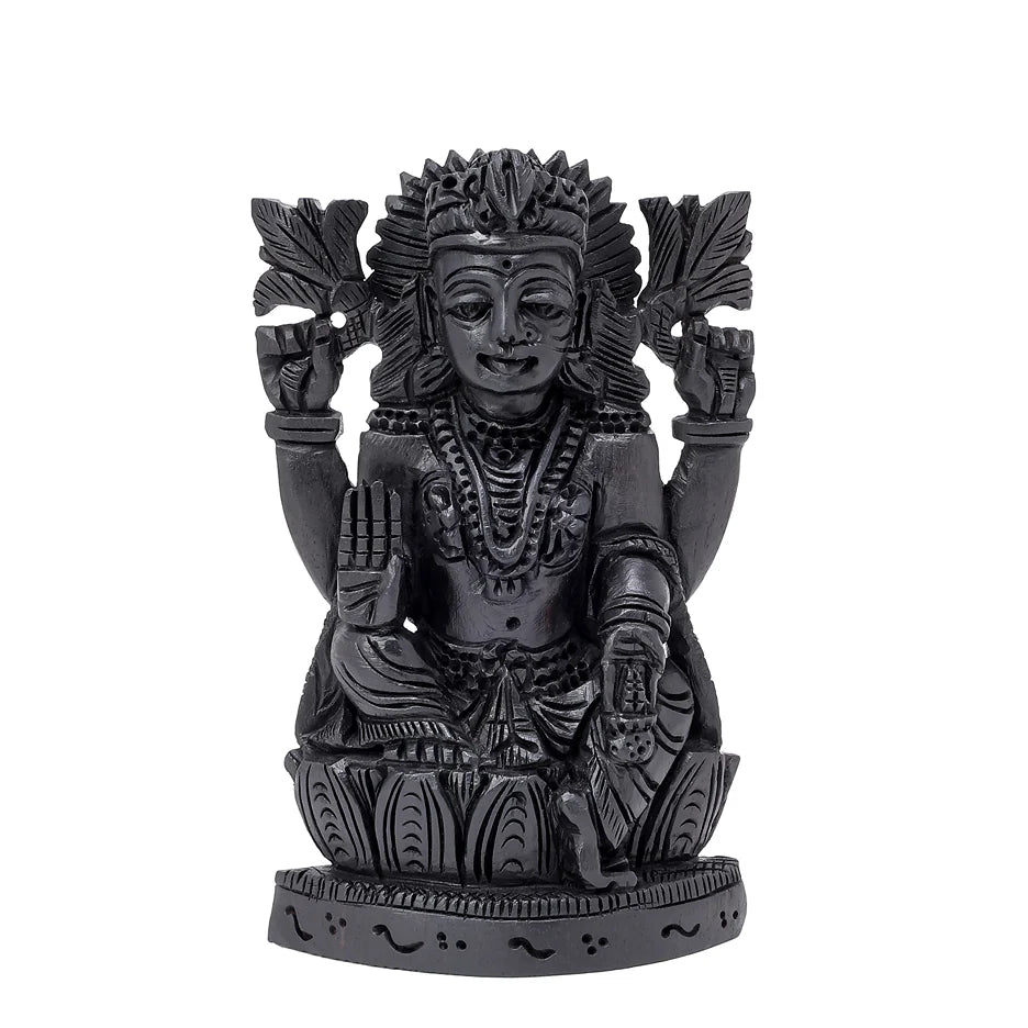 Divine Crystals Lakshmi Ji Karungali Idol on Lotus Base
