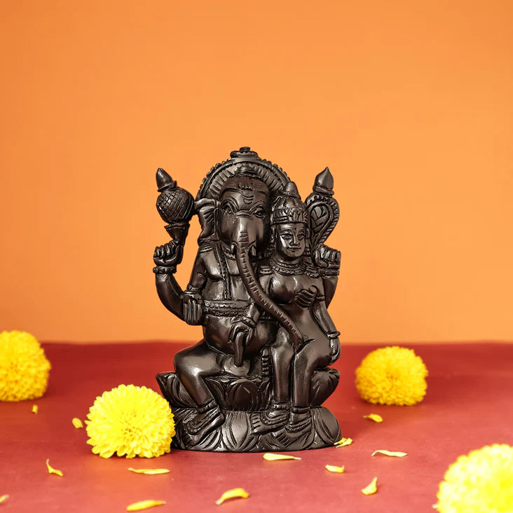 Divine Crystals Lord Ucchista Ganapati Karungali Idol – Ebony Wood