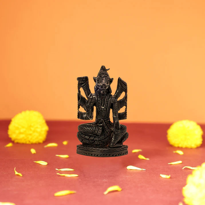 Divine Crystals Lord Varahi Karungali Idol – Ebony Wood