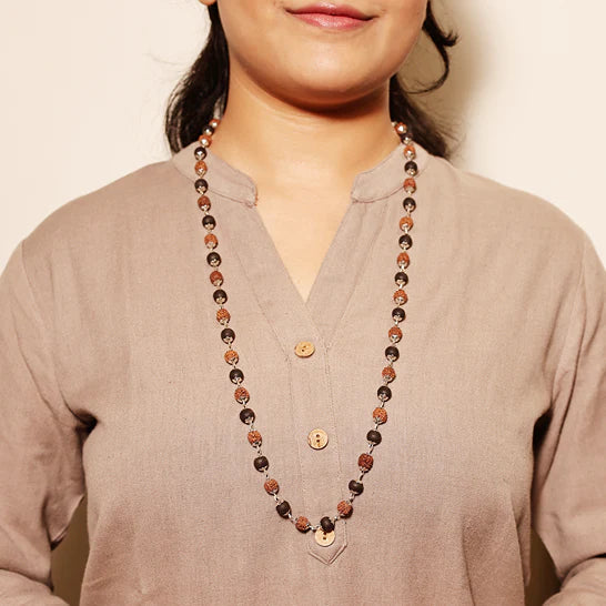 Divine Rudraksha & Karungali Malai in Silver Finish for women