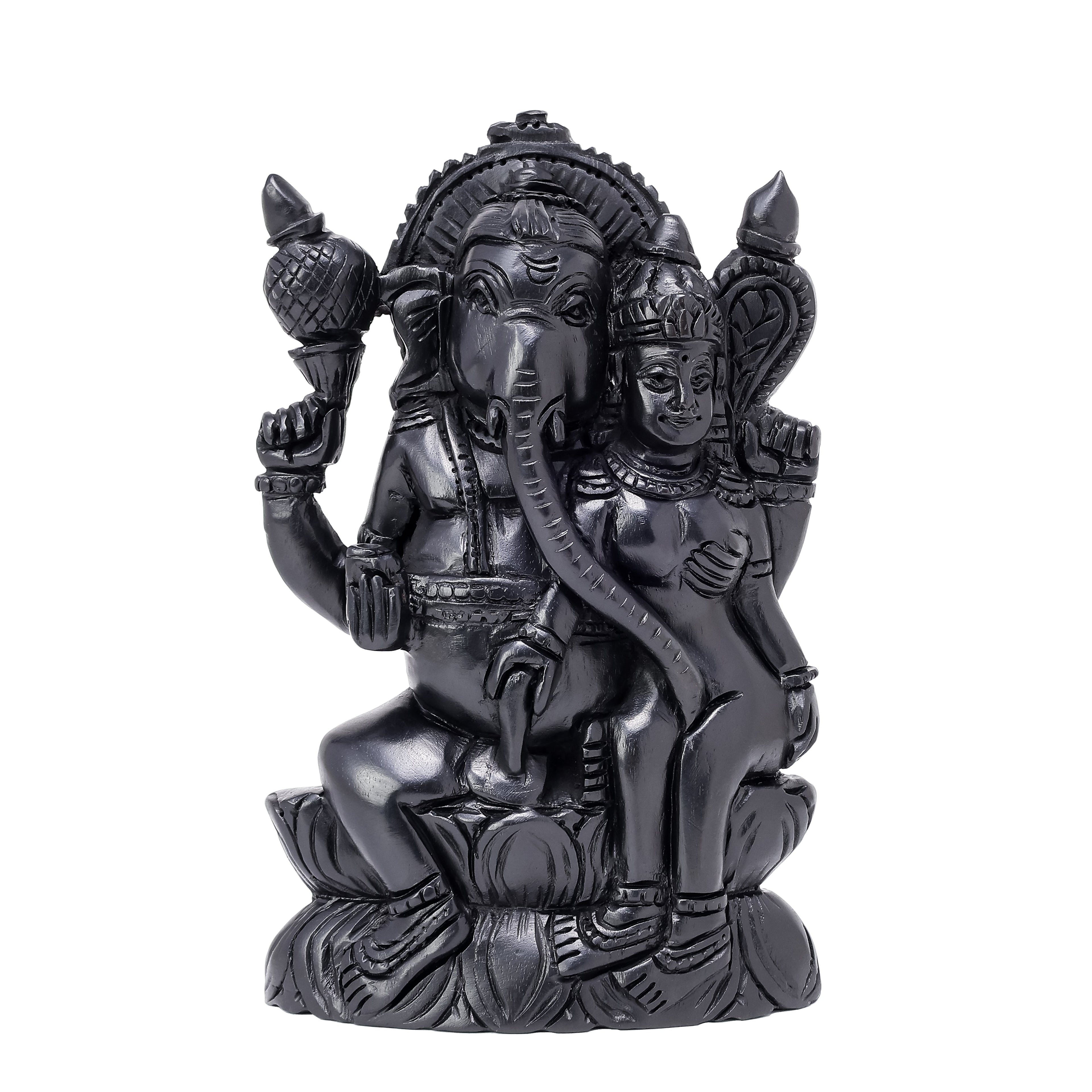 Divine Crystals Lord Ucchista Ganapati Karungali Idol – Ebony Wood