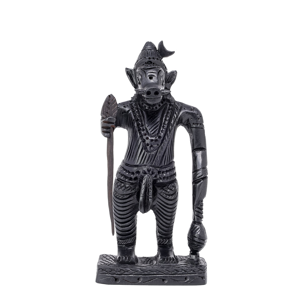 Divine Crystals Lord Varaha Swamy Karungali Idol – Ebony Wood