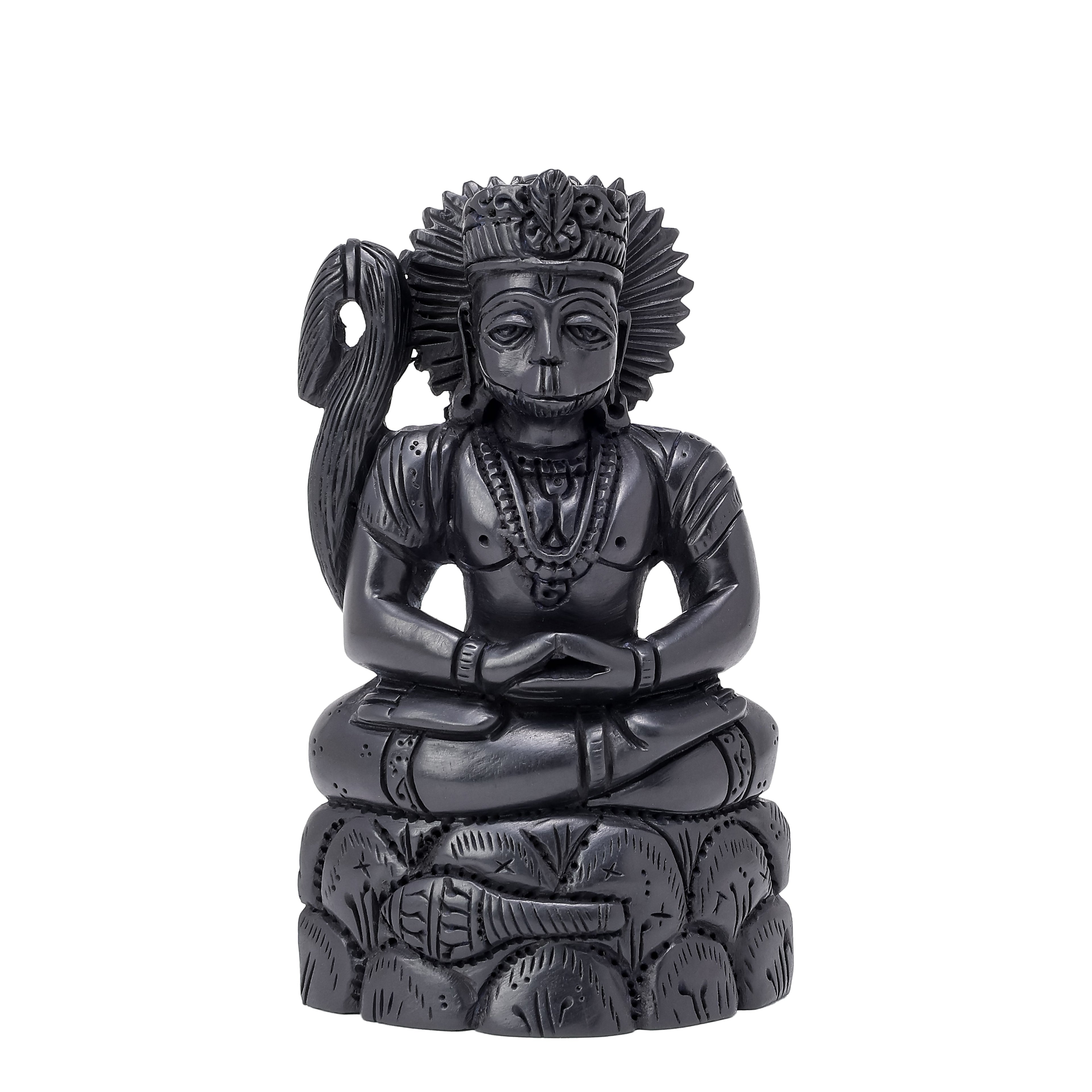 Divine Crystals Lord Hanuman Ji Karungali Idol – Ebony Wood
