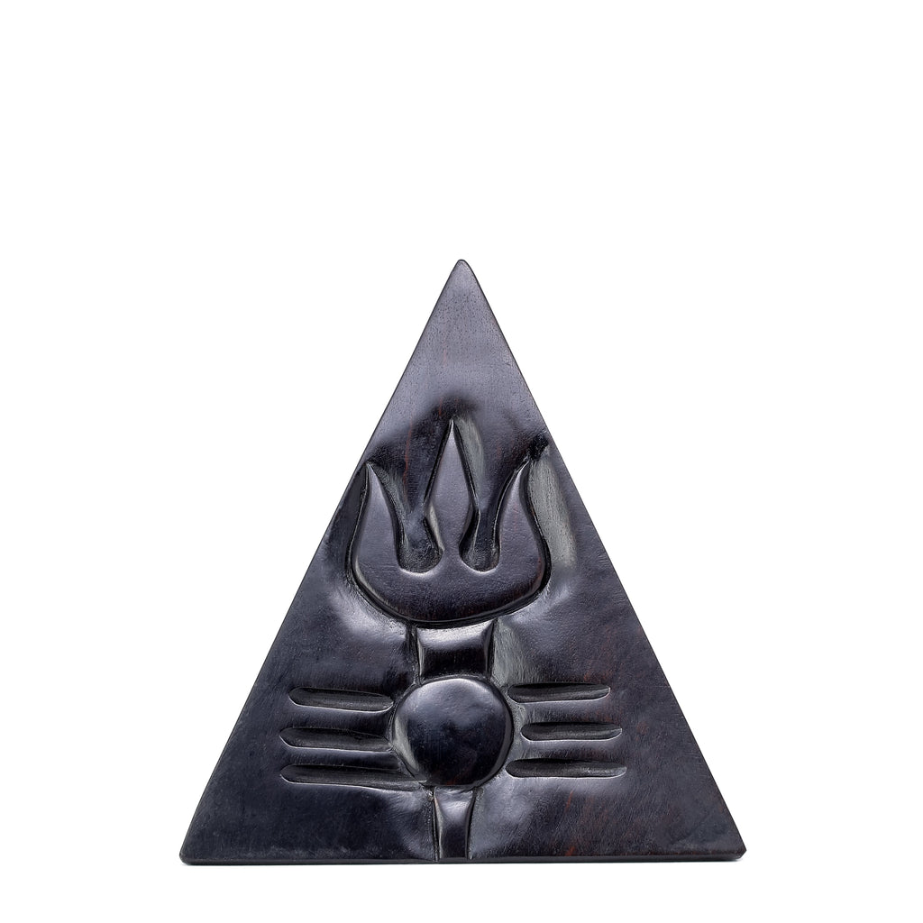 Divine Crystals Shivling Trishul Symbol Karungali Idol – Ebony Wood