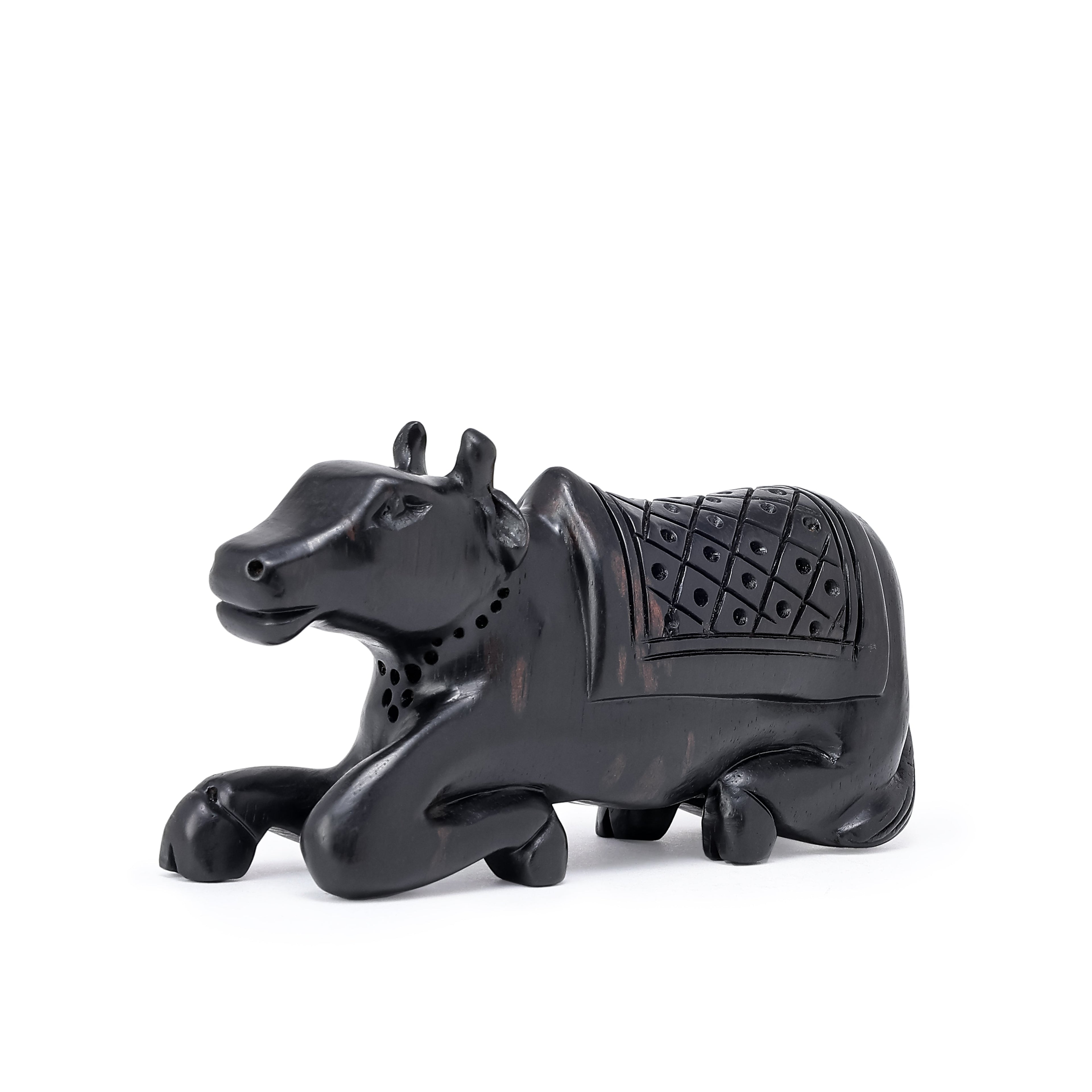 Divine Crystals Nandi Ji Karungali Idol – Ebony Wood