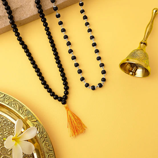 Original Karungali Malai 108-Beads & Karungali Malai Silver cap Combo with Govt. Certification