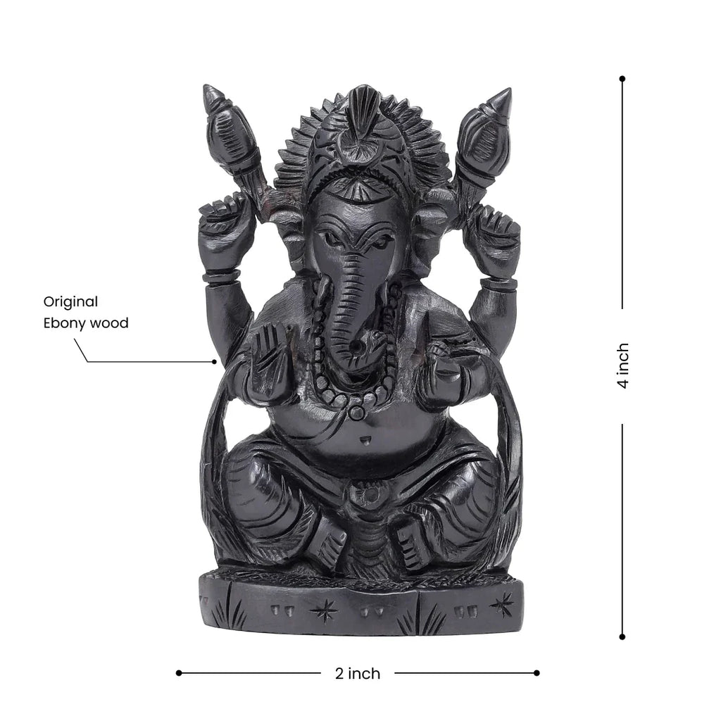 Karungali Ganesh God Idol Made from Real Ebony Wood