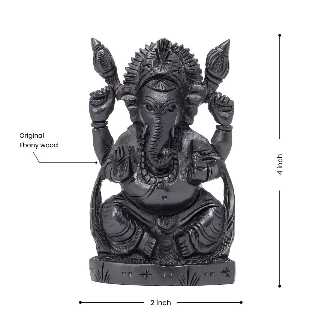 Karungali Ganesh God Idol Made from Real Ebony Wood