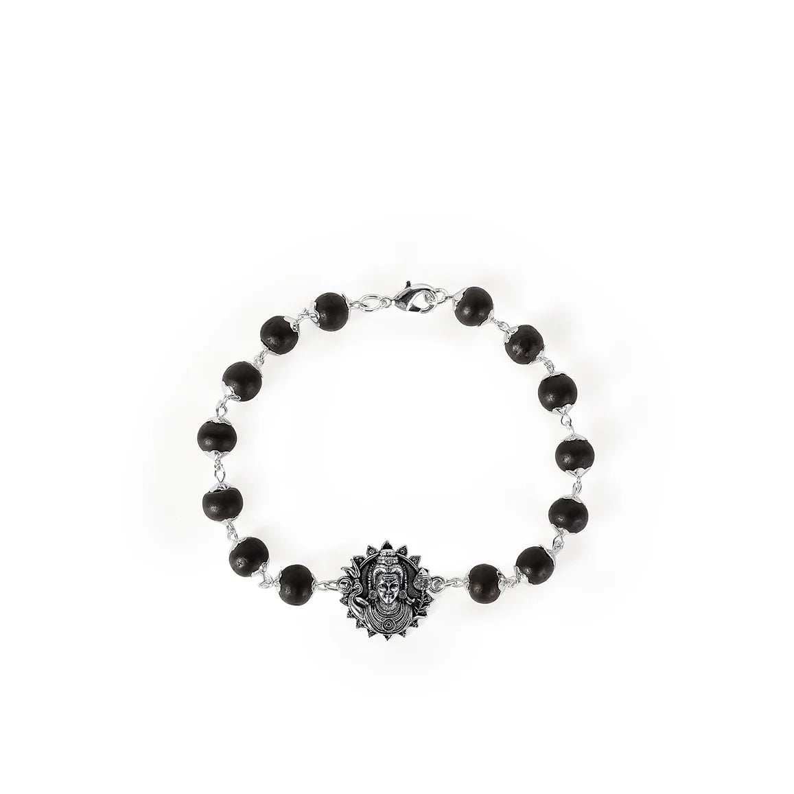 Lord Murgan Face Bracelet with Silver Capped Karungali