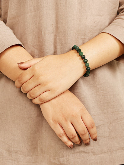 Moss Agate Stone Bracelet Lifestyle