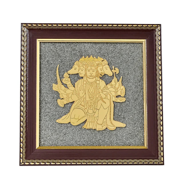 Panchamukhi Hanuman Raw Pyrite Frame | Divine Strength & Protection