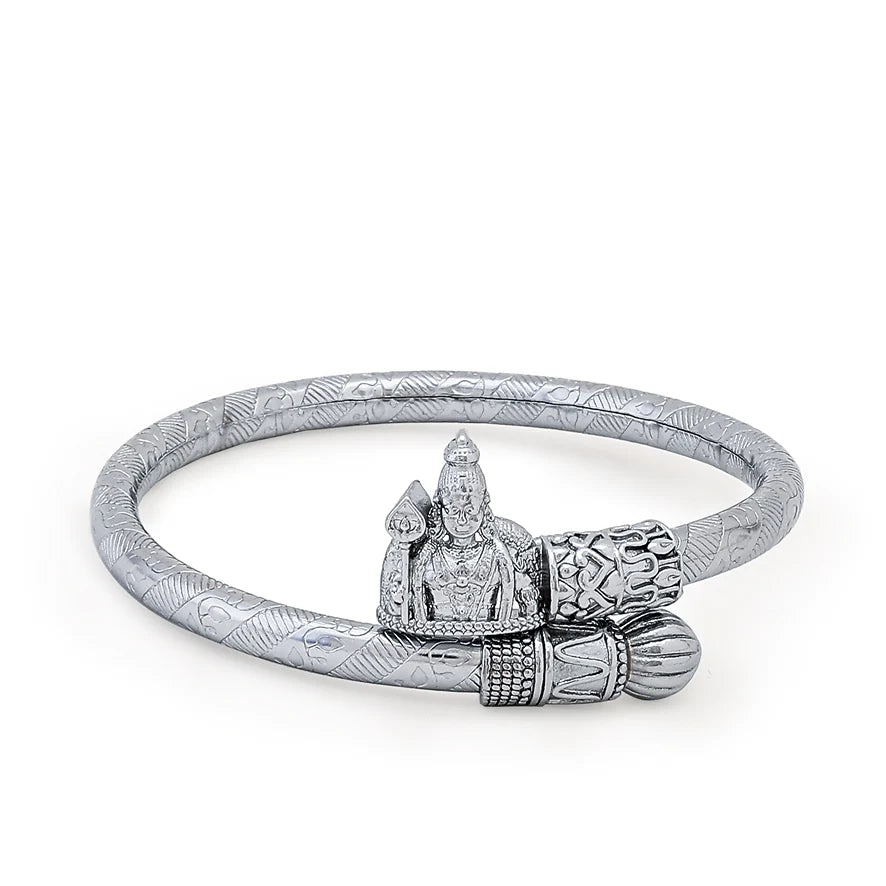 Premium Murugan Kada | Spiritual Jewelry for Strength and Protection in Silver Finish