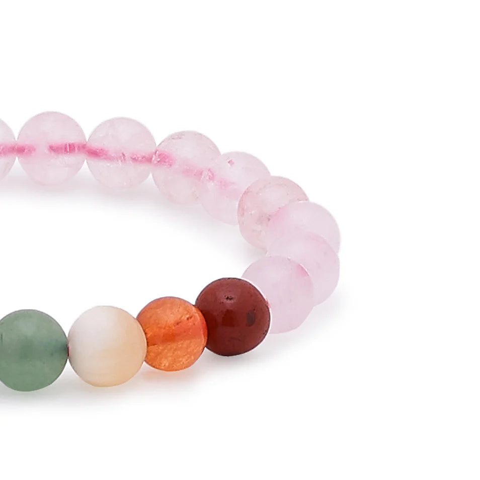 Rose Quartz 7 Chakra Bracelet Closeup