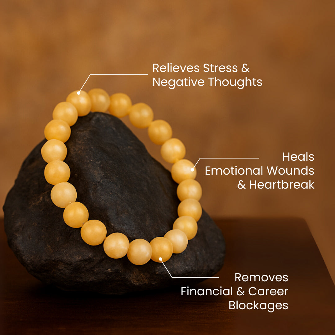 The yellow calcite bracelet helps in boosting creative energy and brings about joy and happiness in anyone's life.