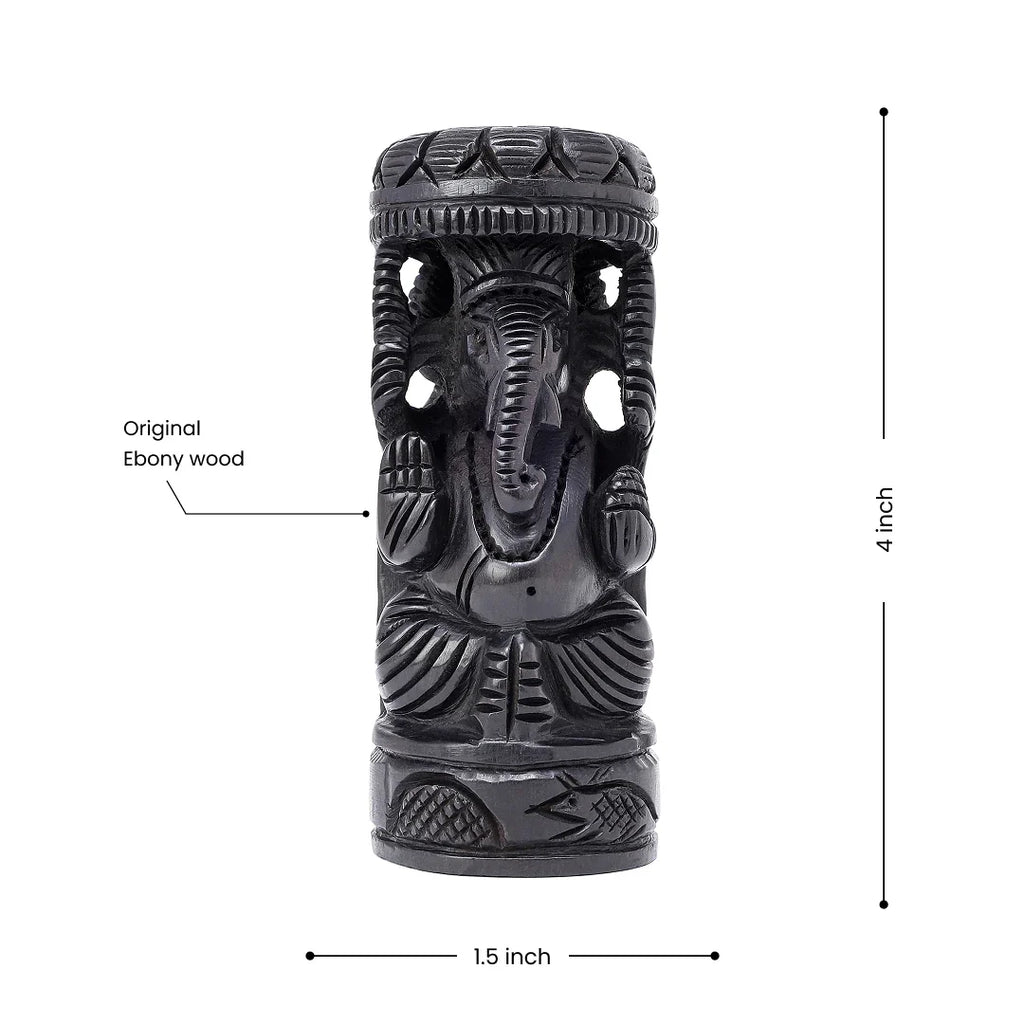 4 inch Tall Ganesha idol made from original Ebony wood