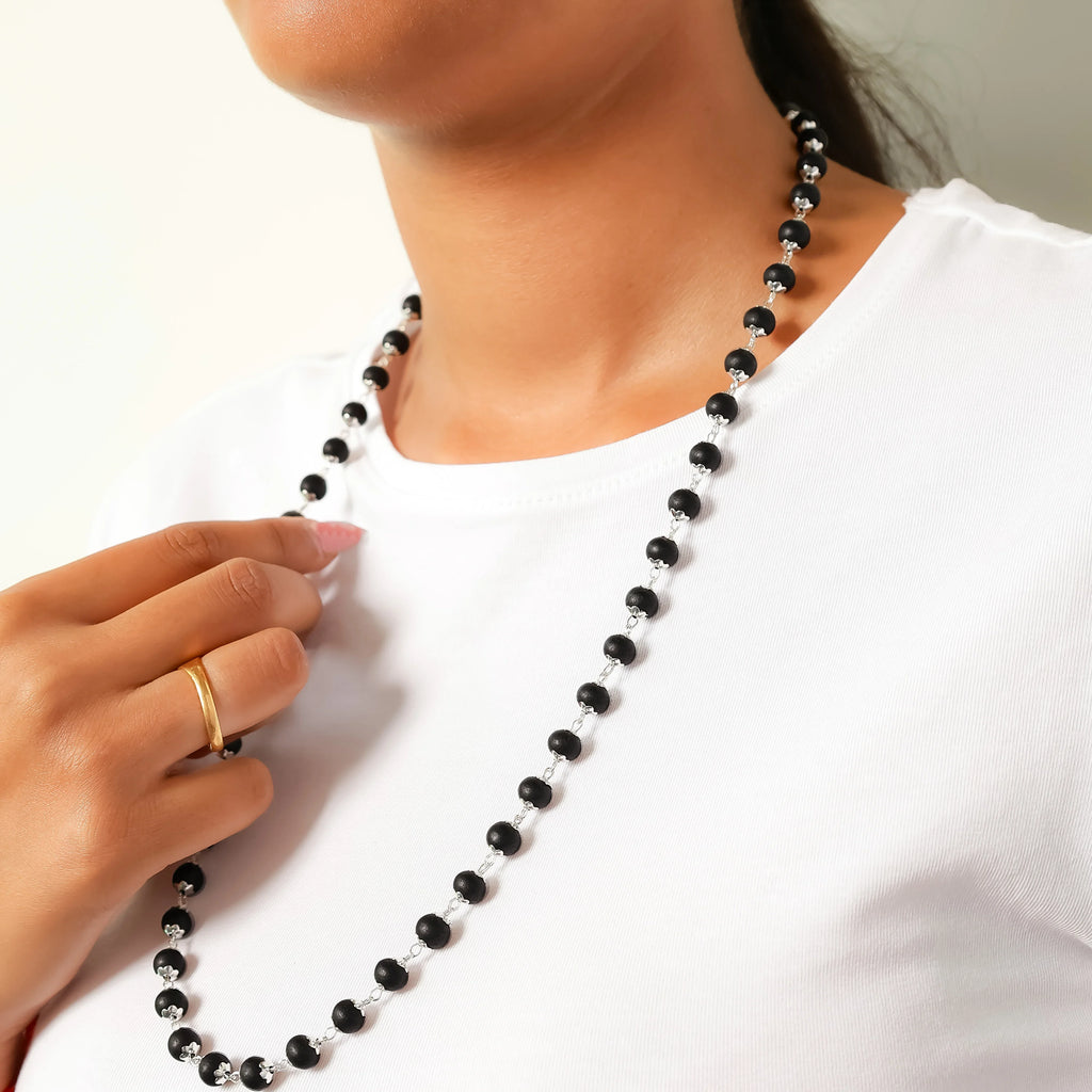 Karungali Malai Silver Cap Necklace with Govt. Certified